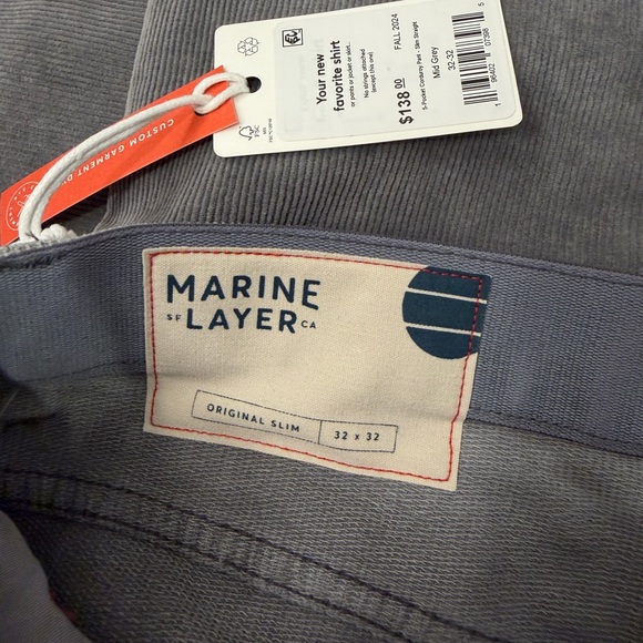 Marine Layer 5-Pocket Mid Grey Corduroy Pants Slim Straight - Picture 4 of 7